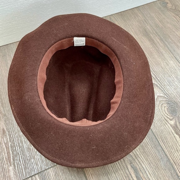 100 % wool Brown Wide Brim Fedora Hat main image 9